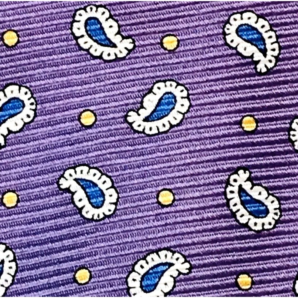 Meeting Street Tie Repp Weave Lavender Purple Paisley Dot Handmade Silk Summery